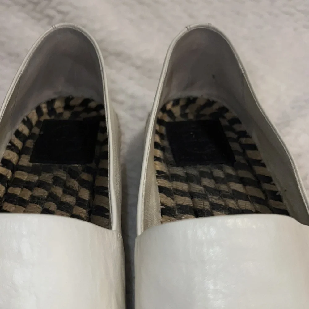 Tory Burch Colour Block Logo Platform Espadrilles Size 9m Black White Leather